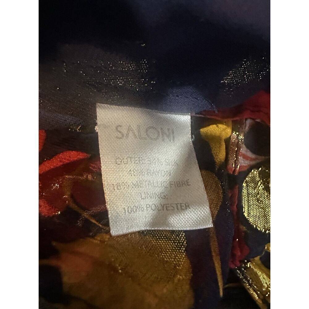 Saloni Polka Dot Marissa Mini Dress Ruffle Floral Metallic Silk Blend Size 8 - Picture 9 of 16